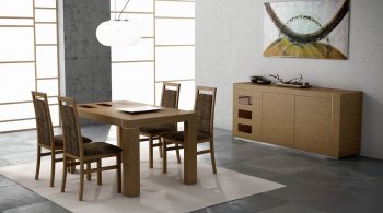 Warm Walnut Finish Modern Dining Table w/Optional Items [EFDS-Irene-Walnut]