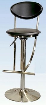 Black Vinyl Seat & Brushed Nickel Base Set of 2 Swivel Barstools [CYBA-6190]