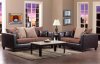 Mocha Fabric & Dark Brown Vinyl Sofa and Loveseat Set w/Options