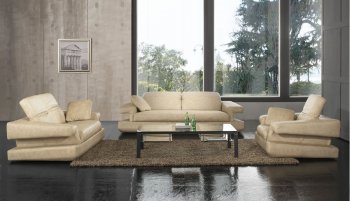 Beige Leather Upholstery Living Room Set W/Adjustable Back [EFS-407]