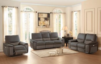 Corazon Power Reclining Sofa & Loveseat 8355 Gray by Homelegance [HES-8355 Corazon Set]