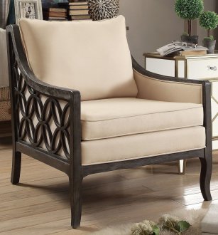 Ceylon Accent Chair 1242-1 in Beige & Dark Brown by Homelegance