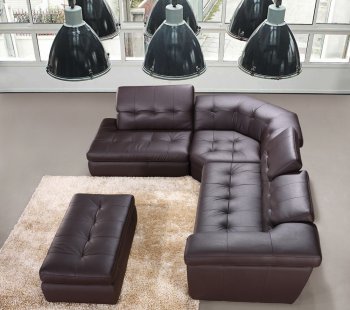 Chocolate or Beige Italian Leather Modern Sectional Sofa [JMSS-397-Chocolate]