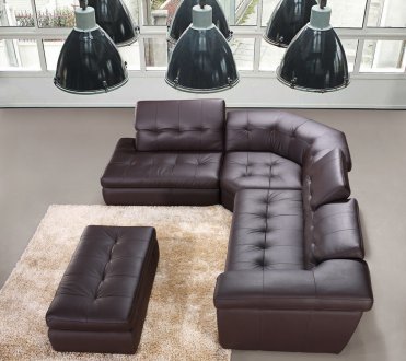 Chocolate or Beige Italian Leather Modern Sectional Sofa