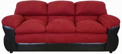 Burgundy Fabric and Vinyl Modern Loveseat & Sofa Set w/Options