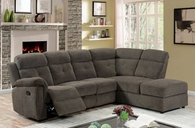 Avia Motion Sectional CM6597 in Gray Linen-Like Fabric