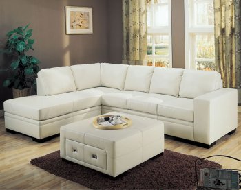 Cream or Black Full Bonded Leather Modern Sectional Sofa [CRSS-502201]