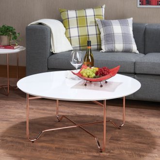 Canty Coffee Table 3PC Set 81860 in White w/Rose Gold Color Base