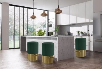 Liv Bar Stool 797 Set of 2 in Green Velvet Fabric by Meridian [MRBA-797 Liv Green]