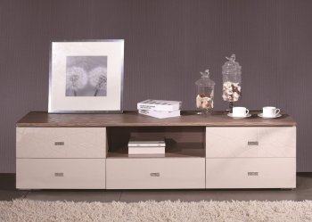 Charm TV Stand in Beige & Acacia by Beverly Hills [BHTV-Charm]