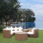 Beige Natural Rattan 5Pc Modern Patio Sofa Set