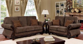 Margarita Sofa CM6865 in Brown Fabric & Dark Cherry w/Options [FAS-CM6865-Margarita]