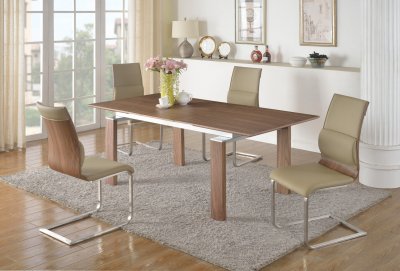 Brittany Dining Table 5Pc Set in Walnut by Chintaly