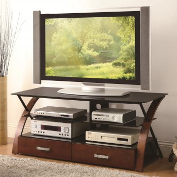 700770 TV Stand in Brown by Coaster w/Black Glass Shelves [CRTV-700770]