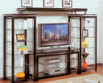 Eclipse Entertainment Unit in Black & Chrome w/Glass Shelves [MATV-Eclipse]