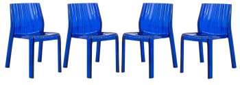 Ruffle Set of 4 Dining Chairs RC21BU in Blue by LeisureMod [LMDC-RC21BU-Ruffle Blue]