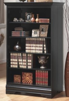 Black Finish Contemporary Bookcase w/Five Storage Shelves