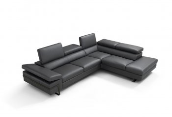 Rimini Sectional Sofa in Dark Gray Leather by J&M [JMSS-I867 Rimini Dark Gray]