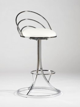 Chrome Metal Base & White Vinyl Seat Modern Swivel Barstool [CYBA-Anabel-BS]