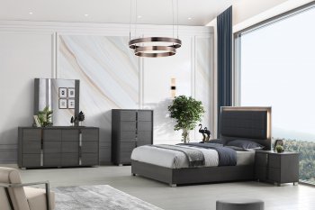 Giulia Bedroom in Matte Gray Oak by J&M w/Optional Casegoods [JMBS-Giulia Gray Oak]