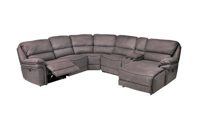 Fabian Power Motion Sectional Sofa 6Pc in Gray Fabric