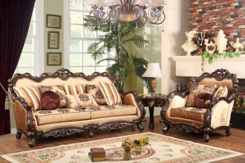 Bonita Traditional Sofa in Brown & Beige Fabric w/Options [ADS-Bonita]