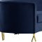 Serpentine Sectional Sofa 671 in Navy Velvet Fabric by Meridian