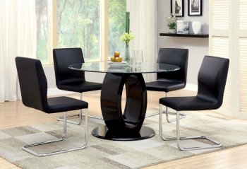 Lodia Dining Room CM3825RT 5Pc Set in Black Lacquer [FADS-CM3825RT-Lodia Black]