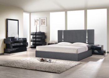 Matisse Bedroom Charcoal by J&M w/Optional Milan Black Casegoods [JMBS-Matissee Charcoal Milan Bl]