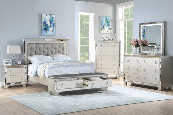 F9429Q 5Pc Bedroom Set in Silver Leatherette - Poundex w/Options [PXBS-F9429Q Silver]