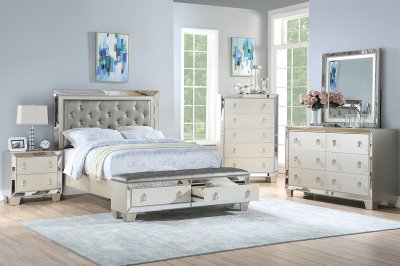 F9429Q 5Pc Bedroom Set in Silver Leatherette - Poundex w/Options