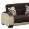 Brown Fabric & Beige Vinyl Two-Tone Modern Sofa Bed w/Options