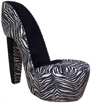 Black & White Zebra Fabric Modern Stylish High-Heel Shoe Chair