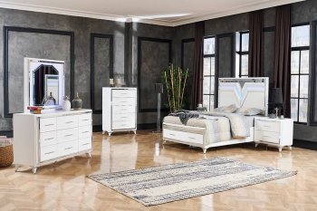 Santana Bedroom Set 5Pc in White by FDF [FDBS-Santana White]