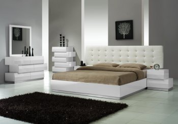 Milan Bedroom in White Lacquered by J&M w/Optional Case Goods [JMBS-Milan White]