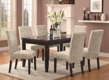 103621 Newbridge 7Pc Dining Set Coaster "Script" Pattern Chairs [CRDS-103621-104251 Newbridge]