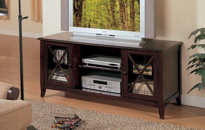 Dark Espresso Finish Contemporary TV Stand w/Storage Cabinets