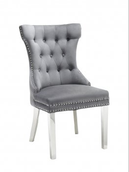 Venice Dining Chair Set of 2 in Gray Velvet [BDDC-Venice Gray]