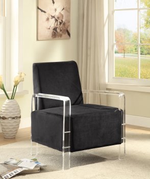 Liam 503 Accent Chair in Black Velvet Fabric [MRCC-503Black Liam]