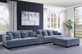 Qiana Sectional Sofa 55235 in Dusty Blue Fabric by Acme [AMSS-55235 Qiana]