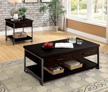 Wasta 3Pc Coffee & End Table Set CM4499 in Dark Oak [FACT-CM4499-Wasta]