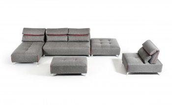 Zip Sectional Sofa in Grey Fabric by VIG w/Moveback Backrests [VGSS-Zip Grey]