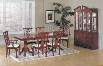 Mahogany Color High Gloss Finish Modern Dining Set [AMDS-118-6401 & 6402]