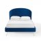 Mira Upholstered Platform Queen Bed in Navy Velvet by Modway