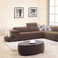 Brown Fabric Modern Sectional Sofa w/Matching Coffee Table