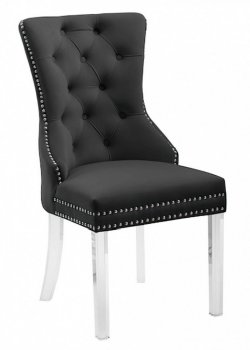 Casanova Dining Chair Set of 2 in Black Velvet [BDDC-Casanova Black]