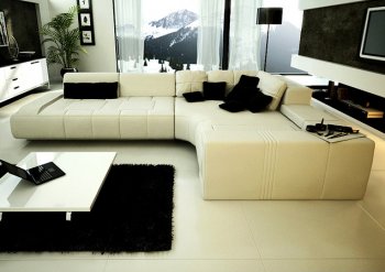 White Bonded Leather Modern Stylish Sectional Sofa [THSS-LF-1007-WHITE]