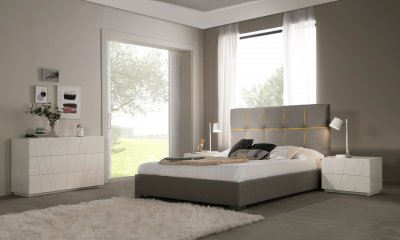 Veronica Bedroom by ESF w/Grey Upholstered Storage Bed & Options