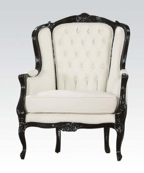 59145 Kassim Accent Chair in White PU by Acme w/Black Frame [AMCC-59145 Kassim]