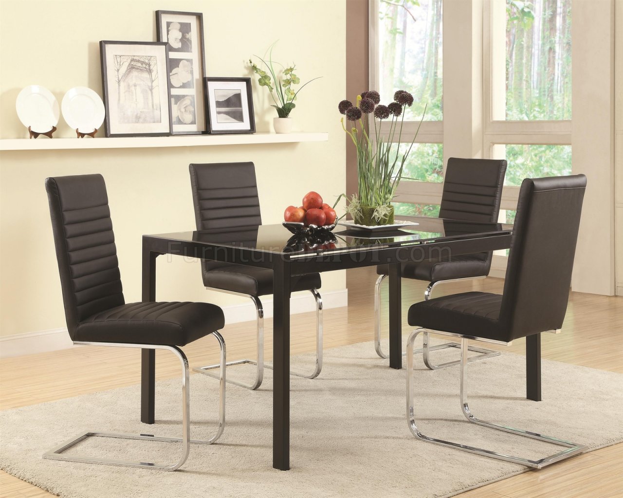 104311 Jenson 5Pc Dining Set by Coaster w/Optional Black Chairs